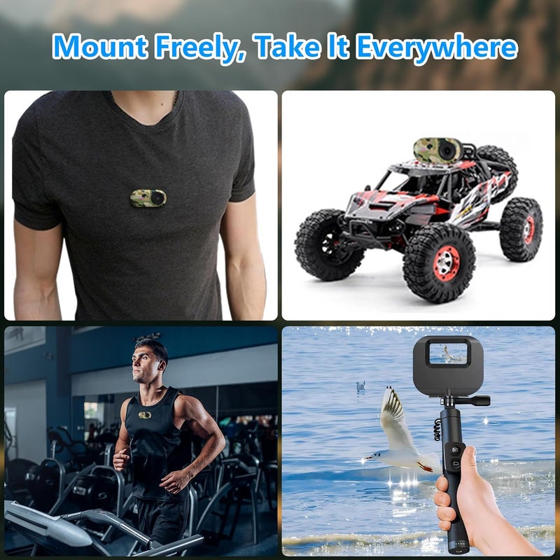 Lenane 2.7K Mini Body Camera,Thumb Size Wearable Body Cam with Screen, Magnetic Portable Action Camera Mount with 32GB Card, Hands-Free POV Recorder, Portable Sports Cameras for Work,Cycling,Travel and Pet - Image 3